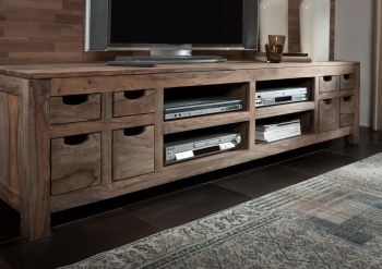 TV-Board Sheesham 200x50x50  grau geölt NATURE GREY #42