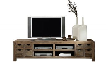 TV-Board Sheesham 200x50x50  grau geölt NATURE GREY #42