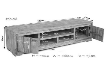 TV-Board Sheesham 180x47x40 braun geölt NATURE BROWN #856
