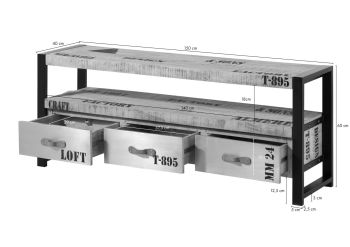 TV-Board Mango 150x40x60 natur bedruckt FACTORY #106