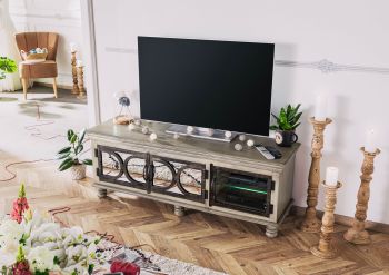TV-Board Mango 150x45x55 grau lackiert HERMITAGE #012