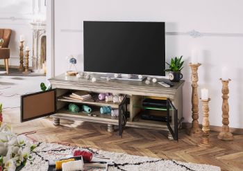 TV-Board Mango 150x45x55 grau lackiert HERMITAGE #012