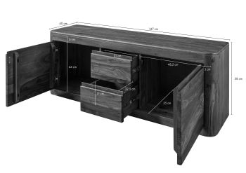 TV-Board Sheesham 147x40x58 smoked cherry gebeizt TORONTO #100
