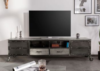 TV-Board Mango 220x40x60 grau lackiert HEAVY INDUSTRY #132