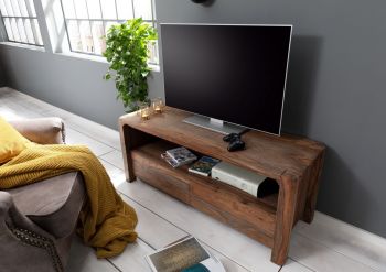 TV-Board Sheesham 125x45x50 grau geölt BUENO #2002