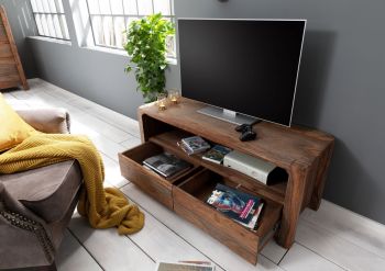 TV-Board Sheesham 125x45x50 grau geölt BUENO #2002
