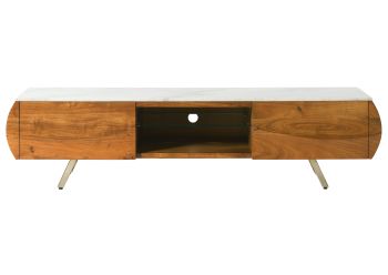 TV-Board Akazie 184x40x45 natur lackiert / Marmor weiß MONTREAL #122