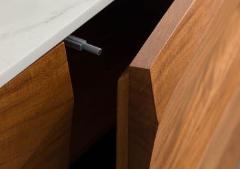 Sideboard Akazie 184x40x75 natur lackiert / Marmor weiß MONTREAL #128