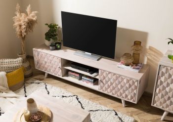 TV-Board Akazie 170x42x48 weiß lackiert MOSAYK #211