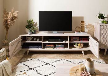 TV-Board Akazie 170x42x48 weiß lackiert MOSAYK #211