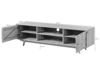 TV-Board Akazie 170x42x48 weiß lackiert MOSAYK #211