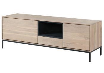 TV-Board Akazie 160x45x55 grau-weiß geölt CHICAGO #01