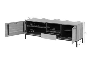TV-Board Mango 160x45x55 braun geölt CHICAGO #101