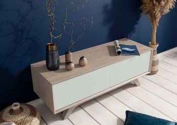 TV-Board Akazie 125x45x45 braun-weiß lackiert TROMSO #107