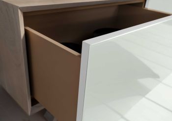 TV-Board Akazie 125x45x45 braun-weiß lackiert TROMSO #107