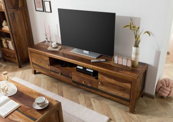 TV-Board Sheesham 200x45x55 dunkelbraun lackiert ANCONA #211