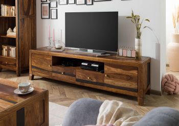 TV-Board Sheesham 200x45x55 dunkelbraun lackiert ANCONA #211