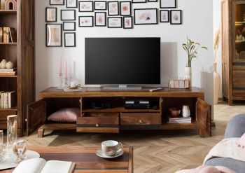 TV-Board Sheesham 200x45x55 dunkelbraun lackiert ANCONA #211