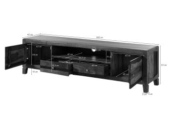 TV-Board Sheesham 200x45x55 dunkelbraun lackiert ANCONA #211