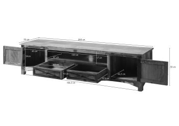 TV-Board Altholz 200x50x50 mehrfarbig lackiert NATURE OF SPIRIT #137