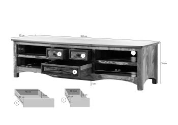 TV-Board Altholz 180x50x50 mehrfarbig lackiert NATURE OF SPIRIT #18