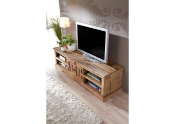 TV-Board Sheesham 150x45x45 grau geölt LEEDS #48