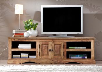 TV-Board Sheesham 150x45x45 grau geölt LEEDS #48