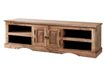 TV-Board Sheesham 150x45x45 grau geölt LEEDS #48