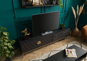 TV-Board Mango 220x45x50 grau geölt DIAMOND #123
