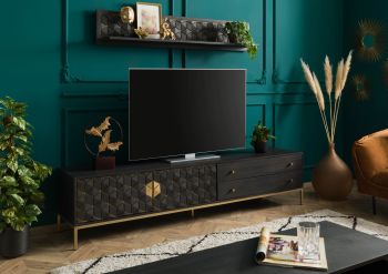 TV-Board Mango 220x45x50 grau geölt DIAMOND #123