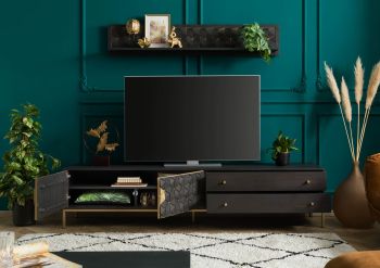 TV-Board Mango 220x45x50 grau geölt DIAMOND #123