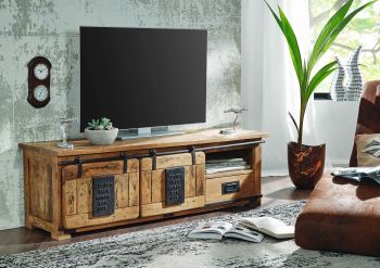 TV-Board Mango 160x45x50 natur lackiert RAILWAY #101