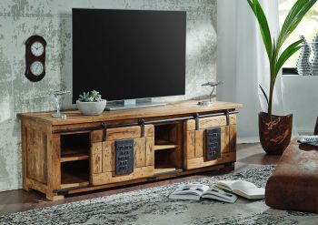 TV-Board Mango 160x45x50 natur lackiert RAILWAY #101