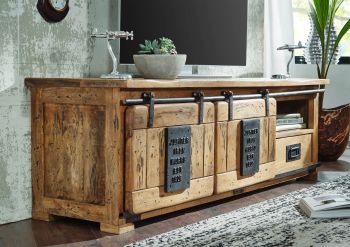 TV-Board Mango 160x45x50 natur lackiert RAILWAY #101