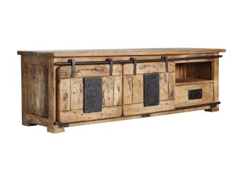 TV-Board Mango 160x45x50 natur lackiert RAILWAY #101