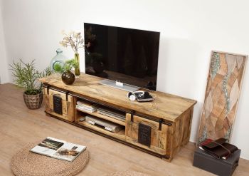 TV-Board Mango 180x55x50 natur lackiert RAILWAY #135