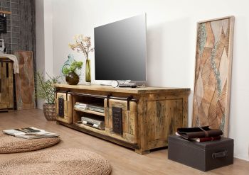 TV-Board Mango 180x55x50 natur lackiert RAILWAY #135