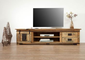 TV-Board Mango 200x55x50 natur lackiert RAILWAY #136