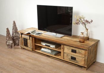 TV-Board Mango 200x55x50 natur lackiert RAILWAY #136