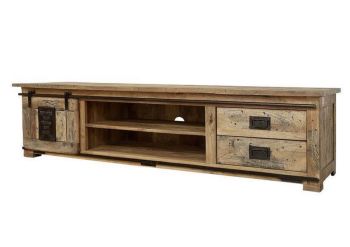 TV-Board Mango 200x55x50 natur lackiert RAILWAY #136