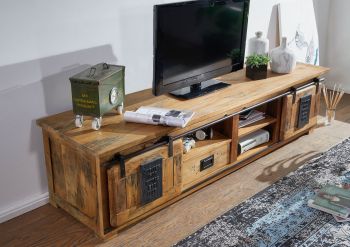 TV-Board Mango 200x55x50 natur lackiert RAILWAY #151