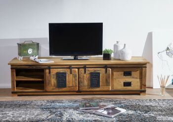 TV-Board Mango 200x55x50 natur lackiert RAILWAY #151
