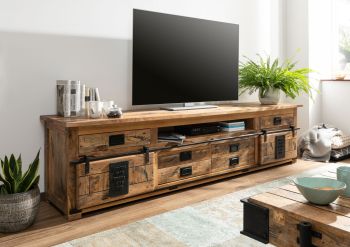 TV-Board Mango 240x50x60 natur lackiert RAILWAY #156