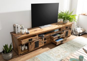TV-Board Mango 240x50x60 natur lackiert RAILWAY #156