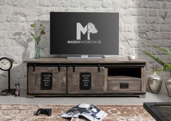 TV-Board Mango 160x45x50 grau lackiert RAILWAY #201