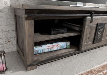 TV-Board Mango 160x45x50 grau lackiert RAILWAY #201