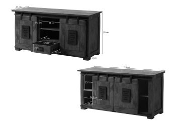 Sideboard Mango 128x45x70 natur lackiert RAILWAY #102