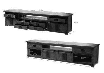 TV-Board Mango 240x50x60 grau lackiert RAILWAY  #256