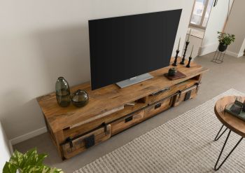 TV-Board Mango / Altholz 220x55x50 natur lackiert RAILWAY LUX #132