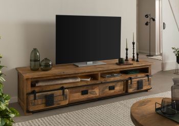 TV-Board Mango / Altholz 220x55x50 natur lackiert RAILWAY LUX #132